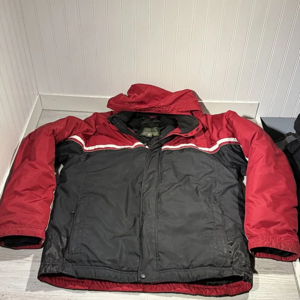 Eddie Bauer Premium Goose Down Insulated Jacket w Hood Men's Sz LT Skiing Hiking